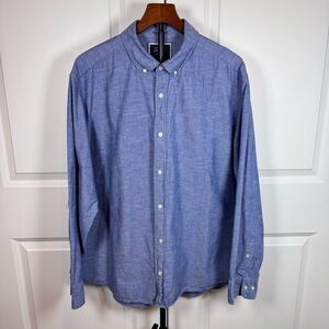 Charles Tyrwhitt XXL Blue Chambray Button Down Shirt Classic Fit Cotton Preppy